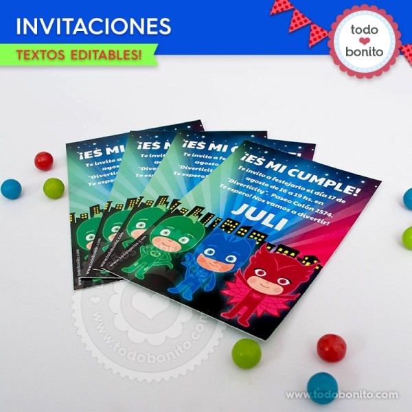 Héroes en Pijamas invitación imprimible y digital