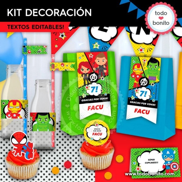 Avengers kit imprimible decoración de fiesta