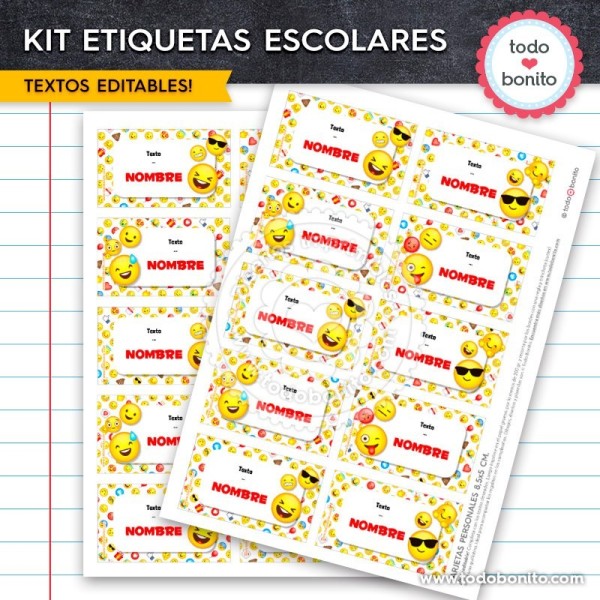 Imprimible Etiquetas Escolares Emoticones Nene Emojis Varon Kits The