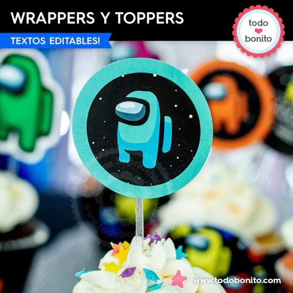 Among Us Wrappers Y Toppers Cupcakes