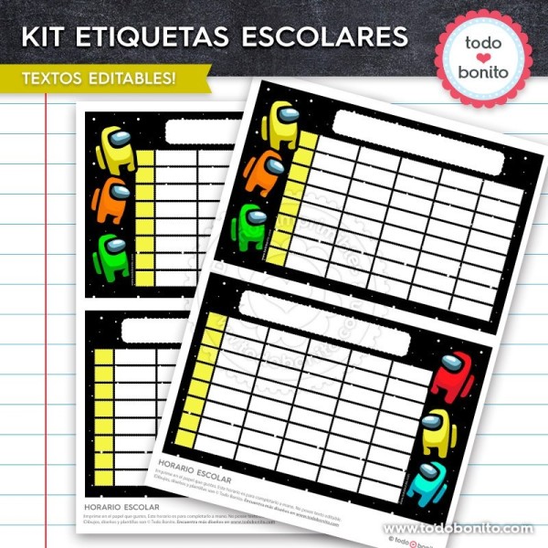 Among Us Kit Imprimible Etiquetas Escolares