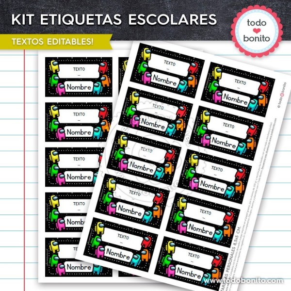 Among Us Kit Imprimible Etiquetas Escolares