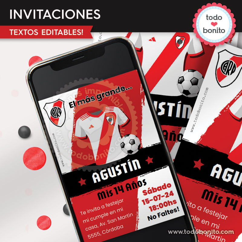 F Tbol River Plate Invitaci N Imprimible Y Digital