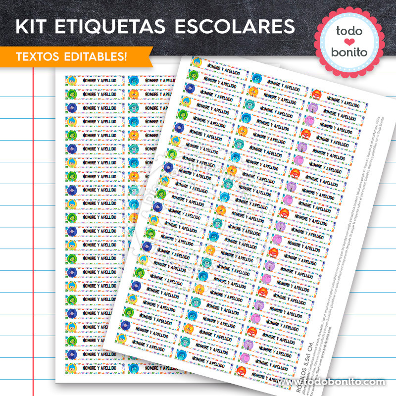 Kit Imprimible De Etiquetas Escolares Intensamente Personaliza Y