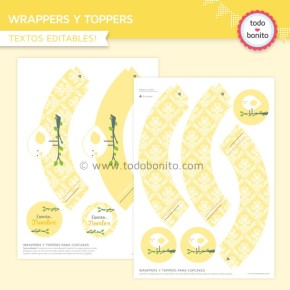 Pajarito amarillo: wrappers y toppers