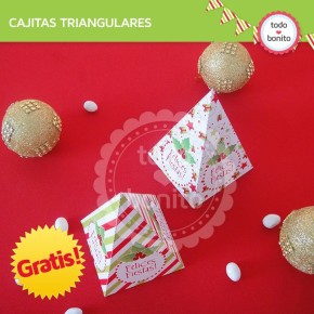 Navidad verde y rojo: cajita triangular gratis