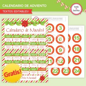 *GRATIS * Navidad verde y rojo: calendario adviento