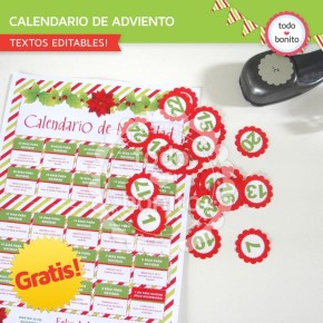 *GRATIS * Navidad verde y rojo: calendario adviento