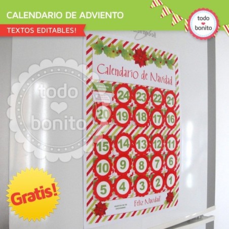 *GRATIS * Navidad verde y rojo: calendario adviento