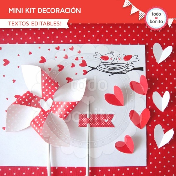 Corazones y pajaritos: kit decoración