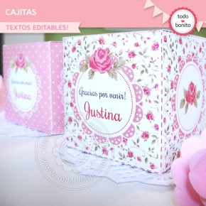 Shabby Chic Rosa: cajita cubo