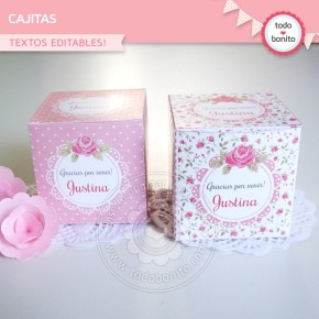 Shabby Chic Rosa: cajita cubo