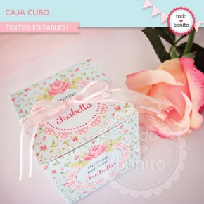 Shabby Chic Aqua+Rosa: cajitas cubo