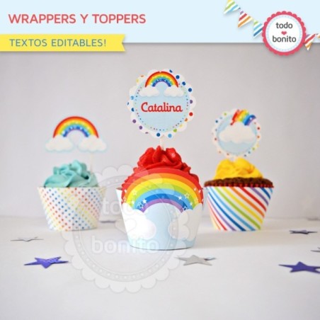 Arcoiris: wrappers y toppers