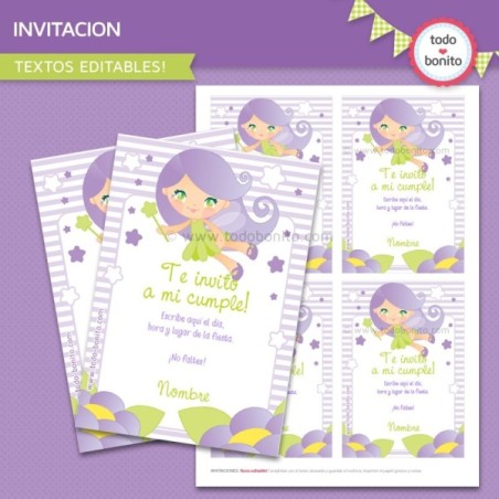 Hada Lila: invitación para imprimir