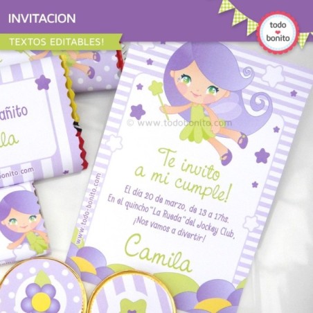 Hada Lila: invitación para imprimir