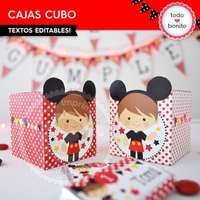 Orejas Mickey Rojo: cajita cubo