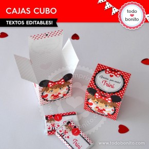 Orejas Minnie Rojo: cajita cubo