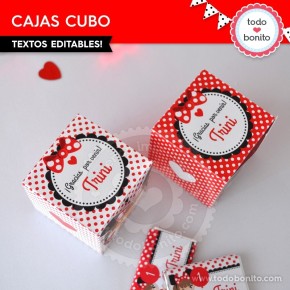 Orejas Minnie Rojo: cajita cubo