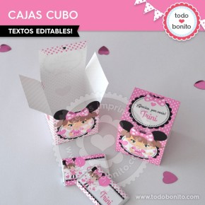 Orejas Minnie Rosa: cajita cubo