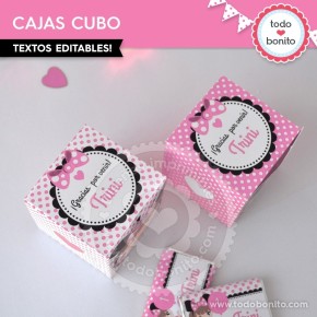 Orejas Minnie Rosa: cajita cubo