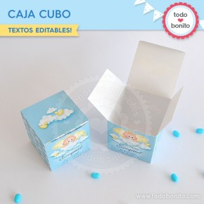 Angelito bebé celeste: cajita cubo