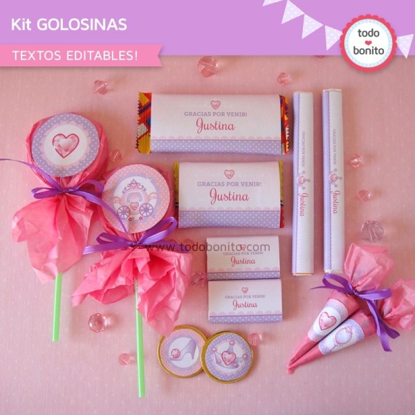 Princesa: kit etiquetas de golosinas