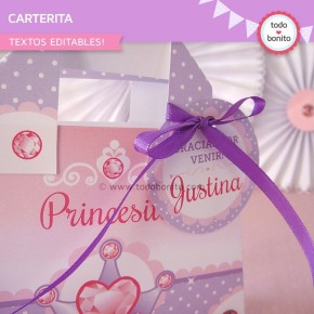 Princesa: carterita para imprimir