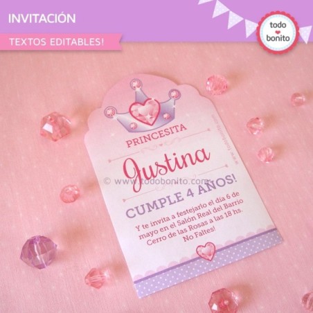 Princesa: invitación para imprimir