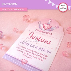 Princesa: invitación para imprimir