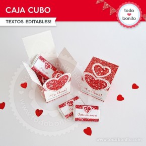 Corazón glitter rojo: caja...