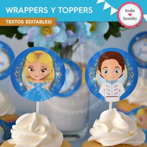 Cenicienta: wrappers y toppers para cupcakes