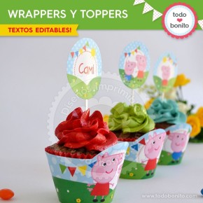 Peppa Pig Cupcake Toppers imprimibles: selecciones de cupcake