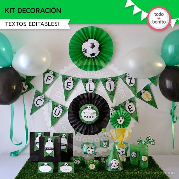 Kit Globos Futbol Decoración Fiesta Cumpleaños Balon Mundial