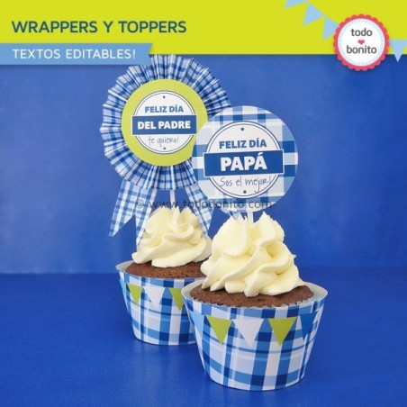 Día del padre: wrappers y toppers para cupcakes