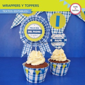 Día del padre: wrappers y toppers para cupcakes