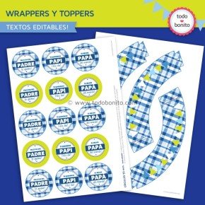 Día del padre: wrappers y toppers para cupcakes