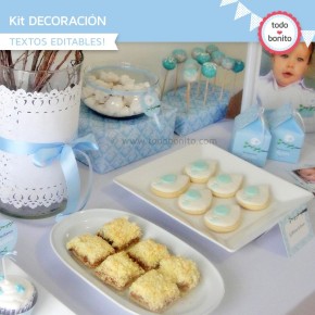 Pajarito bebé celeste: Kit decoración para imprimir