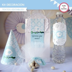 Pajarito bebé celeste: Kit decoración