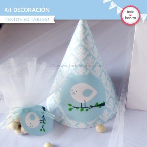 Pajarito bebé celeste: Kit decoración