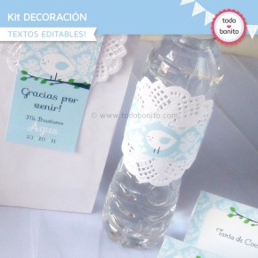 Pajarito bebé celeste: Kit decoración