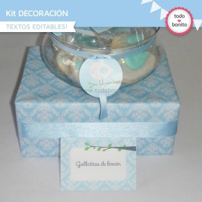 Pajarito bebé celeste: Kit decoración