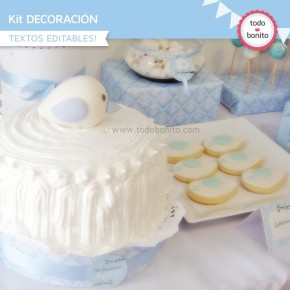 Pajarito bebé celeste: Kit decoración