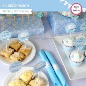 Pajarito bebé celeste: Kit decoración