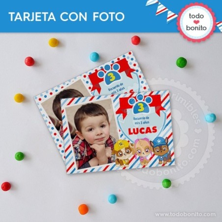 Paw Patrol: tarjeta con foto