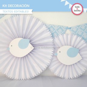 Pajarito bebé celeste: Kit decoración