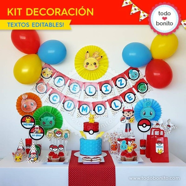 Kit De Decoración Globos De Cumpleaños Pokémon