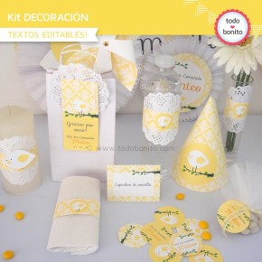 Pajarito bebé amarillo: Kit decoración