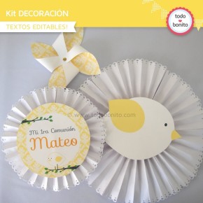 Pajarito bebé amarillo: Kit decoración