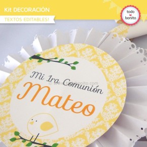 Pajarito bebé amarillo: Kit decoración